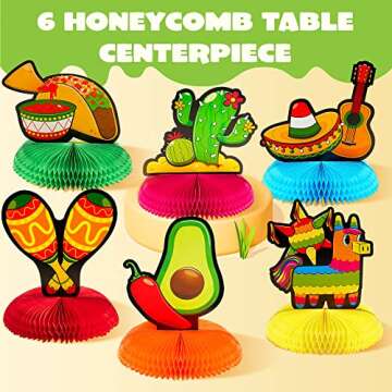 JOYIN 6 PCs Cinco De Mayo Fiesta Honeycomb Table Centerpiece 8.5” Party Decoration for Fun Fiesta ...
