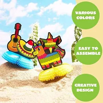 JOYIN Cinco De Mayo Fiesta Honeycomb Centerpiece Set