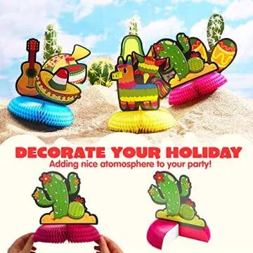 JOYIN Cinco De Mayo Fiesta Honeycomb Centerpiece Set