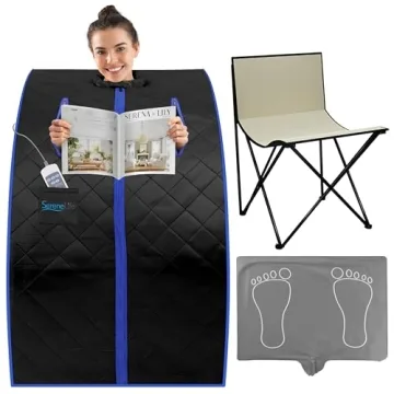 SereneLife Portable Sauna: Infrared Sauna Tent with Heated Foot Pad and Chair for Home Relaxation