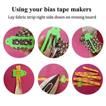 HONEYSEW Set of 15 Size Fabric Bias Tape Maker Tools Fabric Sewing Quilting Bias Binding Maker Come ...