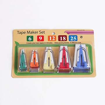 HONEYSEW Set of 15 Size Fabric Bias Tape Maker Tools Fabric Sewing Quilting Bias Binding Maker Come with 40 pcs of Multi-Color Quilting Pins Jelly Roll Sasher Tool Set