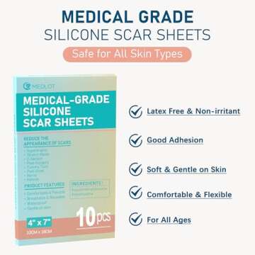MEDLOT Silicone Scar Sheets, Large 10Pcs 4” x 7” Each, Medical Silicone Tape for Scar Treatment,...