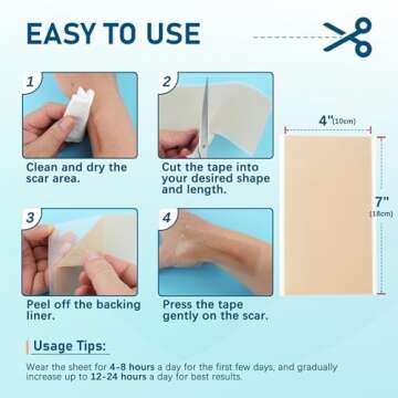 MEDLOT Silicone Scar Sheets, Large 10Pcs 4” x 7” Each, Medical Silicone Tape for Scar Treatment, Scar Patches for C-Section, Keloid Bump, Stretch Marks, Burn, Acne, Surgical Scar Removal