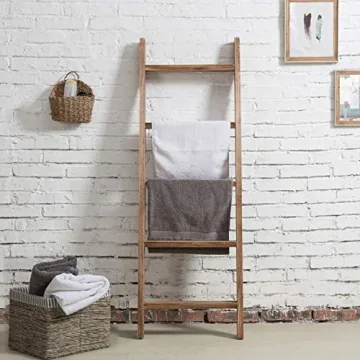 MyGift 4ft Rustic Blanket Ladder Shelf for Home Decor