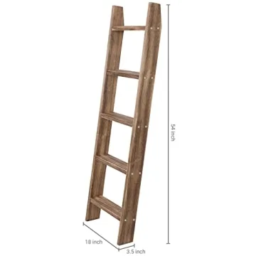 MyGift 4ft Rustic Blanket Ladder Shelf for Home Decor