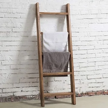 MyGift 4ft Rustic Blanket Ladder Shelf for Home Decor