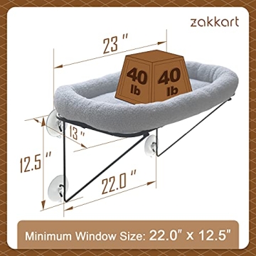 Zakkart Cat Window Perch with Cozy Bed for Large Cats