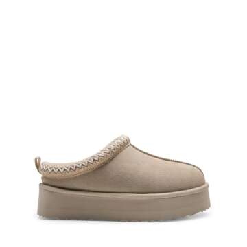 DREAM PAIRS Women's Slippers for Women Genuine Suede Platform Cozy FuzzyEasy Women's Platform Slip-o...