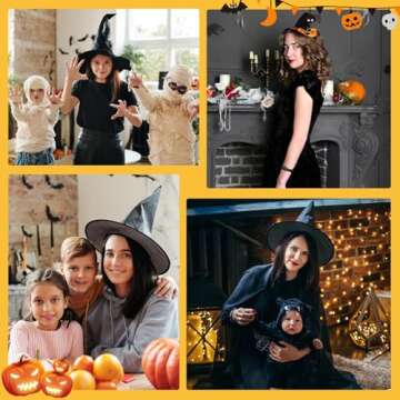 Century Star Witch Hat for Women Halloween Wizard Hat with Gold Star Party Hats for Adults Halloween Costume Accessories Orange & Purple One Size