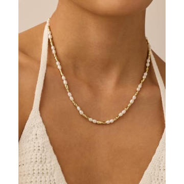 PAVOI 18K Gold Freshwater Pearl Necklace Elegant Adjustable