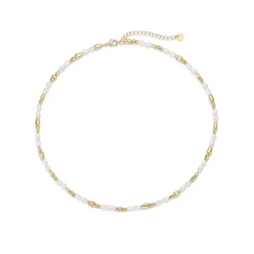 PAVOI 18K Gold Freshwater Pearl Necklace Elegant Adjustable