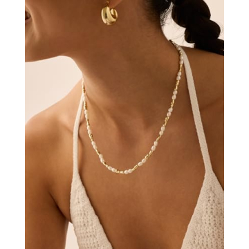 PAVOI 18K Gold Freshwater Pearl Necklace Elegant Adjustable