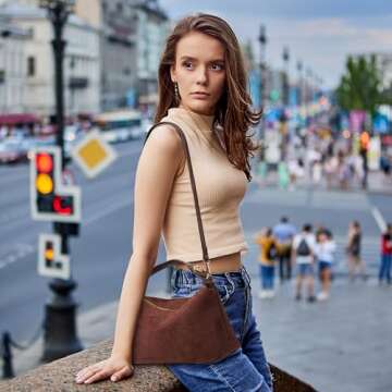 Suede Bags for Women Brown Suede Handbag Suede Purse Suede Shoulder Bag Retro Suede Hobo Bag Suede C...