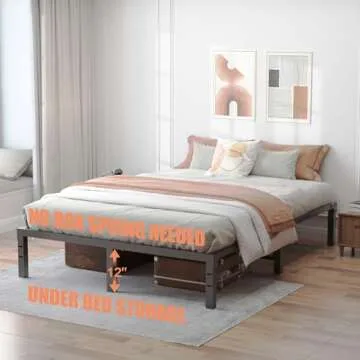 FUIOBYVV King Bed Frame - Heavy Duty, No Box Spring Required