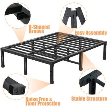 FUIOBYVV King Bed Frame - Heavy Duty, No Box Spring Required