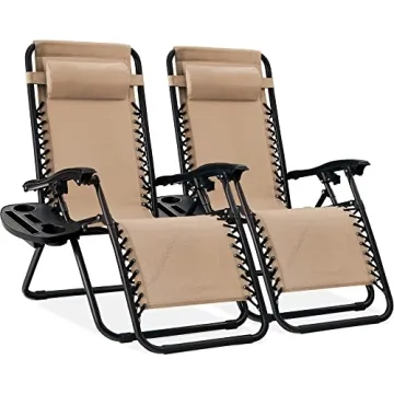 Best Choice Products Set of 2 Adjustable Steel Mesh Zero Gravity Lounge Chair Recliners w/Pillows an...