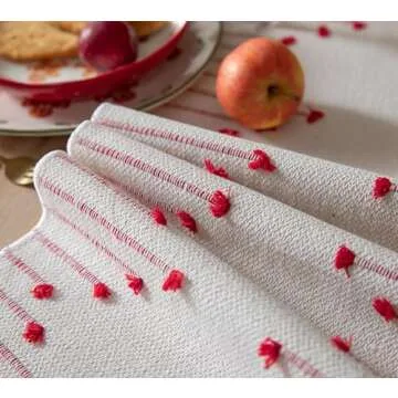 Valentines Day Table Runner Christmas Red Table Runner 13 x 72 Inch Long Natural Cotton Woven Runner with Tassels for Home Dining Christmas Decorations, for Modern Farmhouse Holiday Boho Table Runner