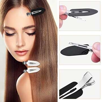 QUEENTI Hair Clip, 12Pcs No Crease Hair Clips for Styling, Makeup, Sleeping, Makeup Application ABS Resin and Stainless Steel, Non Slip, No Bend Design, Suitable for All Hairstyles
