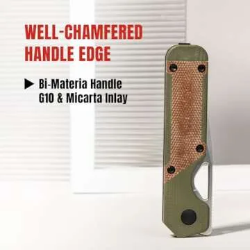 Kizer Mini Militaw Pocket Knife for EDC, 2.82'' D2 Blade Folding Knife, Brown & Green G10 Handle Small EDC Knife with Pocket Clip, Camping Hunting Knife for Men Women Gift V3634SM2