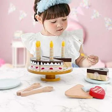 PairPear Wooden Birthday Cake Playset for Kids
