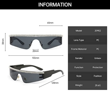 Stylish YAMEIZE Y2K Diamond Wrap Around Sunglasses for Everyone