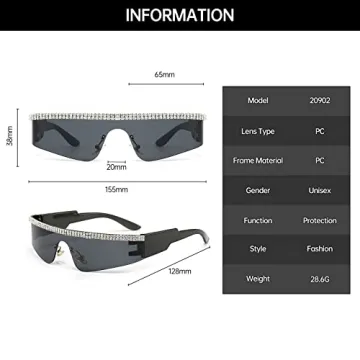 Stylish YAMEIZE Y2K Diamond Wrap Around Sunglasses for Everyone