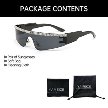 Stylish YAMEIZE Y2K Diamond Wrap Around Sunglasses for Everyone