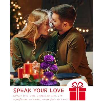 Agrul Valentines Day Flowers Roses Gifts for Her Preserved Roses in Glass Dome Forever Real Roses fo...