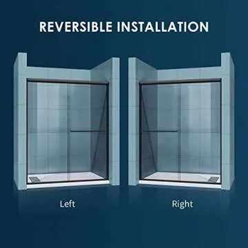 SUNNY SHOWER Sliding Shower Door 48" x 72" Shower Door 1/4" Clear Glass Semi-Frameless Shower Enclosure Stainless Steel Hardware Black Finish Bypass Glass Door