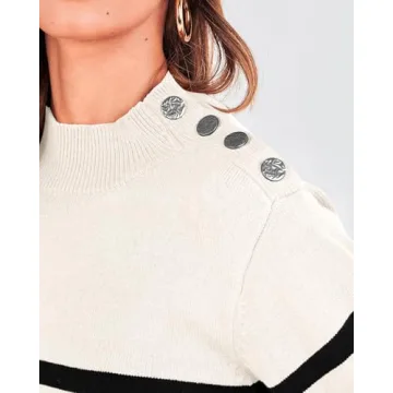 KIRUNDO Women's Striped Turtleneck Sweater Fall Winter 2024