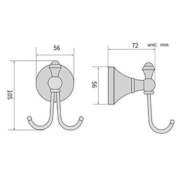 LightInTheBox Vintage Antique Brass Hooks Wall, Novelty Design Brass Finish Elegant Wall-Mounted Robe Hook for Bathroom Kitchen Bedroom Accessories Decor Double Hooks Christmas Stocking Holders