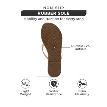 Project Cloud Flip flops for Women - Memory Foam Flats Slippers for Women 2025 - Vegan Leather Women Slippers & Womens Sandals Beach Essentials Slides for Women Footwear (Foundations, Beige, 8)