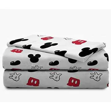 Jay Franco Disney Mickey Mouse Cute Faces Full Sheet Set - Super Soft and Cozy Kid’s Bedding - Fade Resistant Polyester Microfiber Sheets (Official Disney Product)