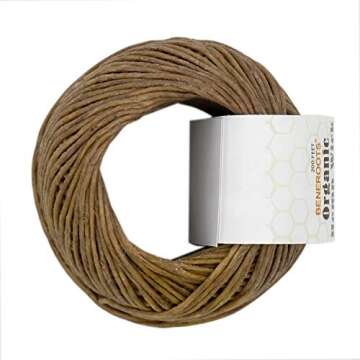 Beneroots 200ft 100% Organic Hemp Wick with Natural Beeswax Coating, 1mm Size, Slow Burn, No Dripping, Free of Obnoxious Fume