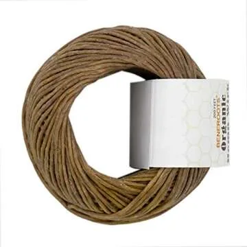 Beneroots 200ft 100% Organic Hemp Wick with Natural Beeswax Coating, 1mm Size, Slow Burn, No Dripping, Free of Obnoxious Fume