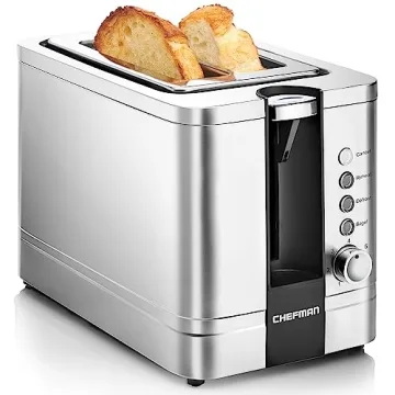 Chefman 2-Slice Pop-Up Stainless Steel Toaster with 7 Shade Settings and Extra Wide Slots