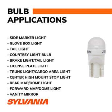 Bright Sylvania 168 T10 W5W LED Mini Bulb for Cars