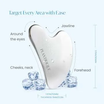 PLANTIFIQUE Stainless Steel Gua Sha | Facial Tool | Skin Massage for Face Body Eyes Neck Heart Style with Travel Pouch | Skin Care Gift