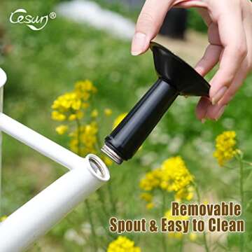 Cesun 1 Gallon Galvanized Metal Watering Can for Outdoor Plants (White and Black) – Decorative Farmhouse Style Watering Pot with Removable Spout - Perfect for Outdoor Use