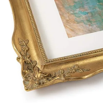 ASOWIN 11 x 14 Antique Picture Frame with Vintage Gold Design