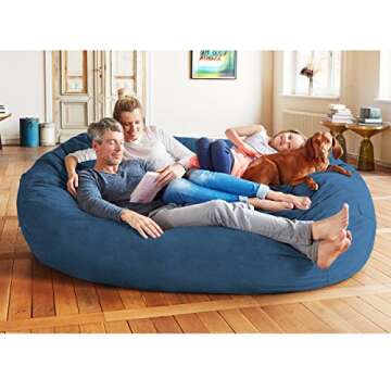 Lumaland Luxurious 7ft Big Bean Bag Chair - Ultra Soft, Foam Filled and Washable