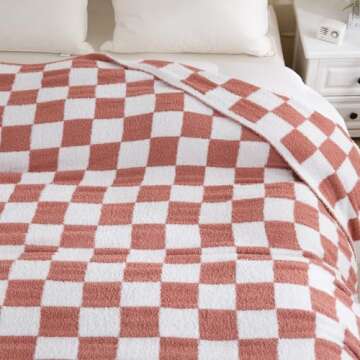 YIRUIO Throw Blankets Checkerboard Grid Chessboard Gingham Warmer Comfort Reversible Shaggy Cozy Dec...