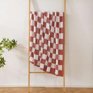 YIRUIO Throw Blankets Checkerboard Grid Chessboard Gingham Warmer Comfort Reversible Shaggy Cozy Decor for Home Bed Couch (Red, 51''x63'')