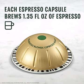 Starbucks Coffee Nespresso Capsules, Blonde Espresso Roast, Starbucks by Nespresso Capsules for Nespresso Vertuo Machine, 10 Capsules Per Box (Pack of 1)
