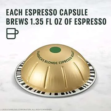 Starbucks Coffee Nespresso Capsules, Blonde Espresso Roast, Starbucks by Nespresso Capsules for Nespresso Vertuo Machine, 10 Capsules Per Box (Pack of 1)