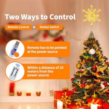 Christmas Tree Star Topper, 3D Tree Toppers Christmas Decorations with LED Lights 8 Lighting Modes Dimmable Timer USB Powered for Xmas Home Holiday Party Indoor Outdoor Ornaments Decor -15Inch Gold