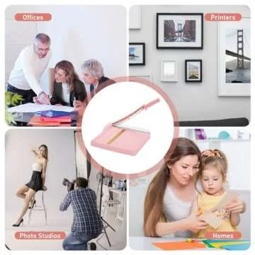 Paper Cutter, Paper Slicer with Safety Guard and Blade Lock, 12" Cut Length Guillotine Paper Cutter with 16 Sheet Capacity, Paper Cutters and Trimmers for Cardstock Cardboard (Pink)