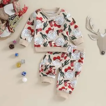 Kayotuas Toddler Baby Christmas Outfit Boy Girl Western Cowboy Long Sleeve Shirts and Pants Set Cute...