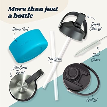 Revelist Insulated Sports Water Bottle - 32 Oz with 3 Lids